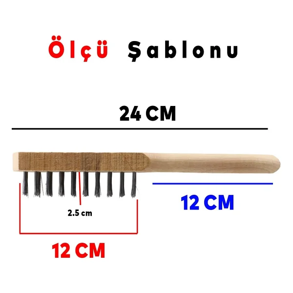 Badem10 Ahşap Saplı Tel Fırça Kir Pas Mangal Barbekü Izgara Çok Amaçlı Temizleme Fırçası No 6 - Görsel 2