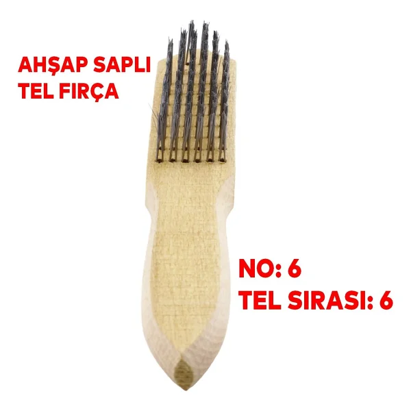Badem10 Ahşap Saplı Tel Fırça Kir Pas Mangal Barbekü Izgara Çok Amaçlı Temizleme Fırçası No 6 - Görsel 4