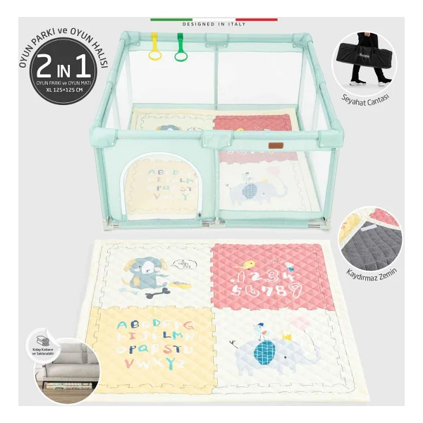 Elele Parma 2 in 1 Mint Oyun Parkı - Görsel 5