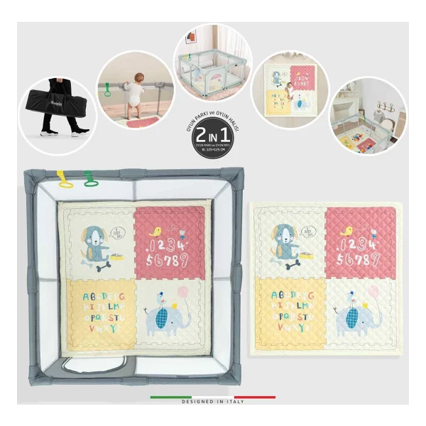 Elele Parma 2 in 1 Koyu Gri Oyun Parkı - Görsel 2