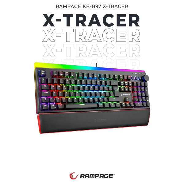 Rampage X-Tracer KB-R97 RGB Red Switch Kablolu Mekanik Oyuncu Klavyesi - Görsel 9