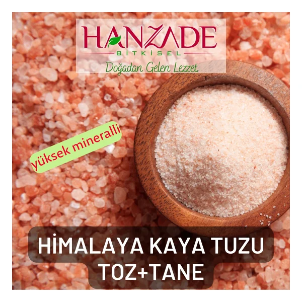 Hanzade Bitkisel Pembe Himalaya Tuzu Toz ve Tane 2'li Set 1 kg + 1 kg - 2 kg - Görsel 3