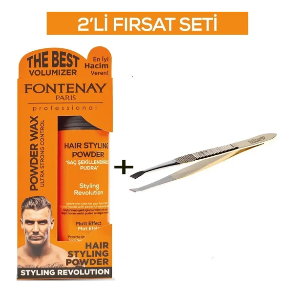 Fontenay Saç Şekillendirici Pudra Toz Wax Ultra Strong Turuncu + Cımbız No:114 2'Li Set - Görsel 2