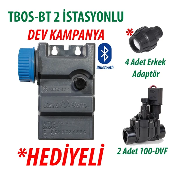 Rain Bird Tbos-bt2lt Pilli Kontrol Ünitesi 9v. 2 İstasyonlu Bluetooth + 2 Adet 100dvf 9v. Vana Seti - Görsel 2