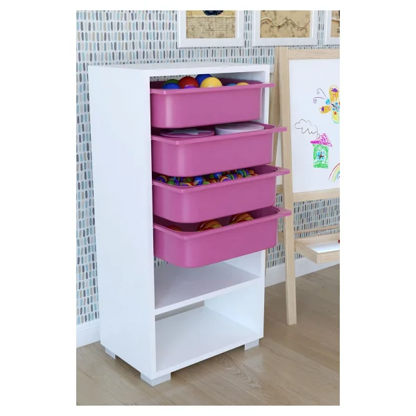 Remaks 4 Sepetli Çok Amaçlı Pembe Oyuncak Dolabı - Görsel 2