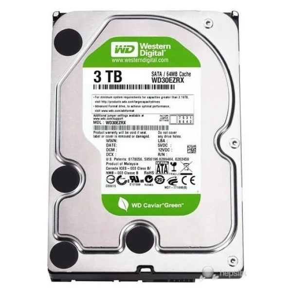 Western Digital Caviar Green WD30EZRX SATA 3.0 IntelliPower 3.5 3 TB Harddisk - Görsel 8