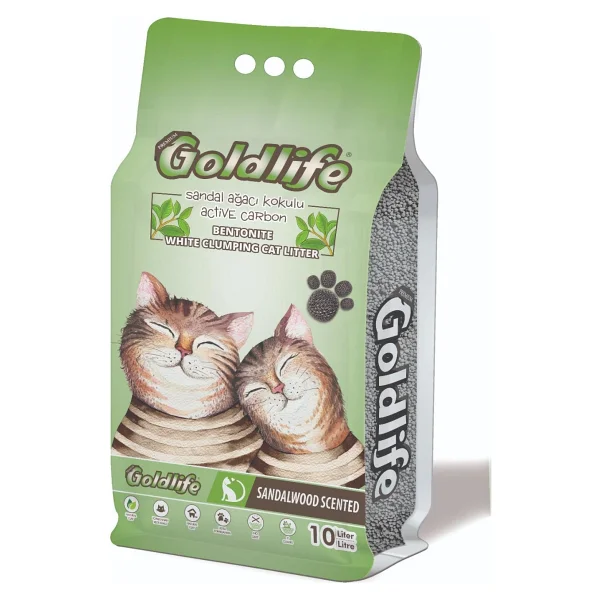 Goldlife Sandal Ağacı Kokulu İnce Taneli 10 lt Bentonit Kedi Kumu - Görsel 4