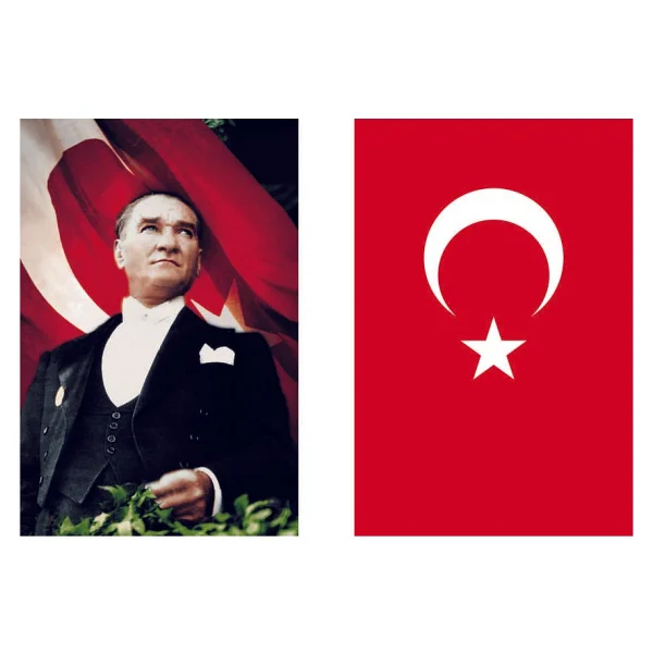 BAYRAKAL Atatürk Posteri ve Türk Bayrağı Kumaş 2'li Takım 150 x 225 cm - Görsel 4
