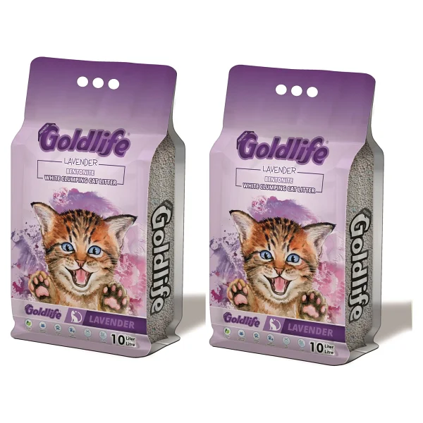 Goldlife Lavanta Kokulu İnce Taneli 10 lt 2'li Bentonit Kedi Kumu - Görsel 3