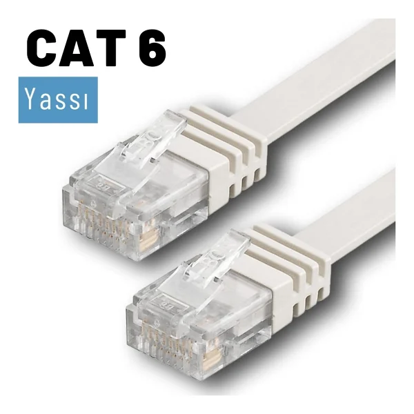 IRENIS CAT6 Yassı Ethernet (Network, LAN) Kablosu Beyaz 5 metre - 5 m - Görsel 3