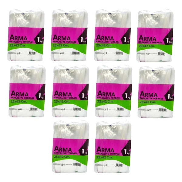 Arma Naksan Arma Şeffaf Naylon 3 Lük 25X42 Cm. Bakkaliye Poşeti Torbası - 1 Kg. - Ort. 140 Adet - 10 Paket - Görsel 6