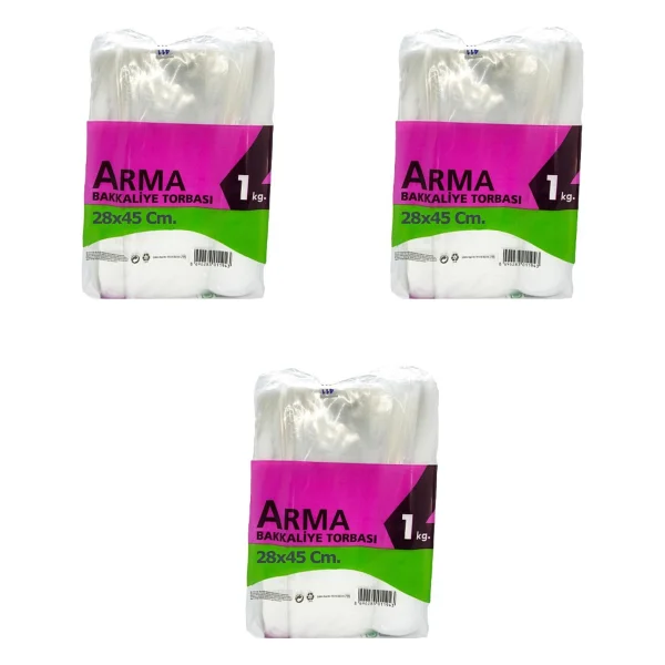 Arma Naksan Arma Şeffaf Naylon 4 Lük 28X45 Cm. Bakkaliye Poşeti Torbası - 1 Kg. - Ort. 115 Adet - 3 Paket - Görsel 6