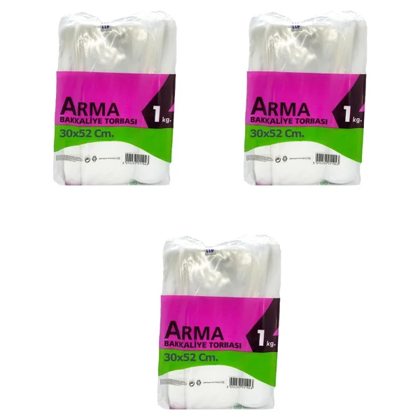 Arma Naksan Arma Şeffaf Naylon 5 Lik 30X52 Cm. Bakkaliye Poşeti Torbası - 1 Kg. - Ort. 85 Adet - 3 Paket - Görsel 6