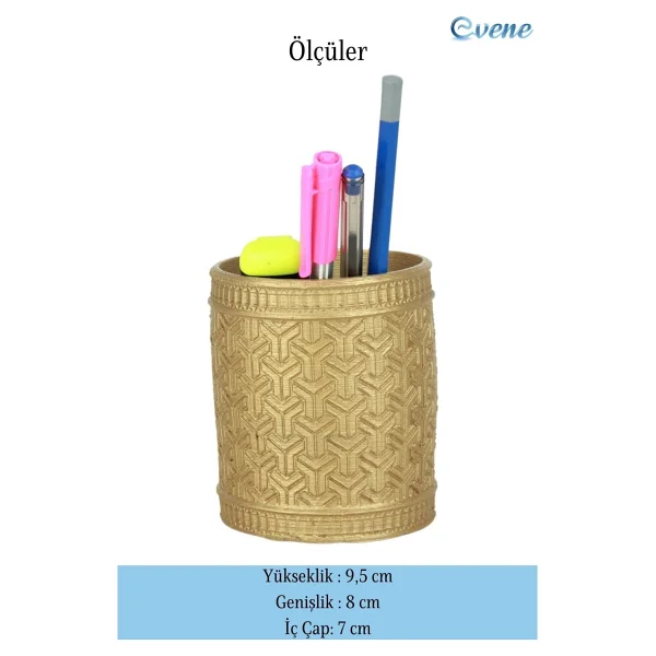 Evene Kalemlik Masa Kalemliği Organizer Kalemlik Altın Renk Model 4 - Görsel 2