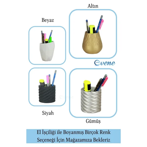 Evene Kalemlik Masa Kalemliği Organizer Kalemlik Altın Renk Model 4 - Görsel 5