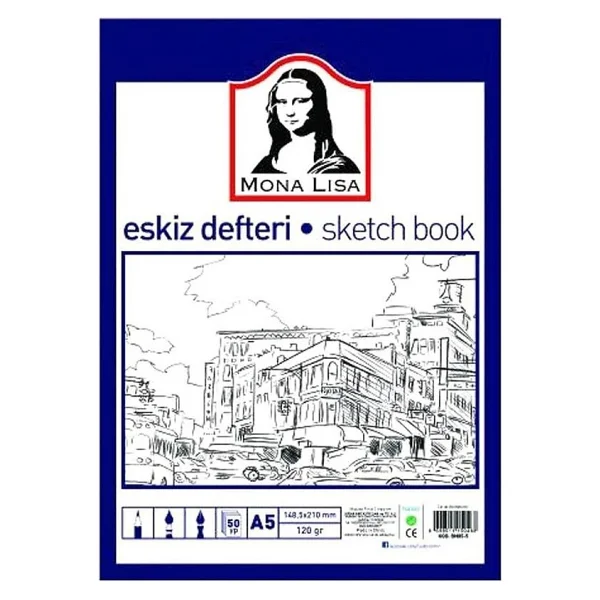 Mona Lisa Eskiz Defteri A-5 Dokulu Kağıt Kara Kalem Çalışma Defteri 50 Yaprak 120 gr 14,8X21 cm 1 Adet Südor - Krem - Standart - A5 - Görsel 4