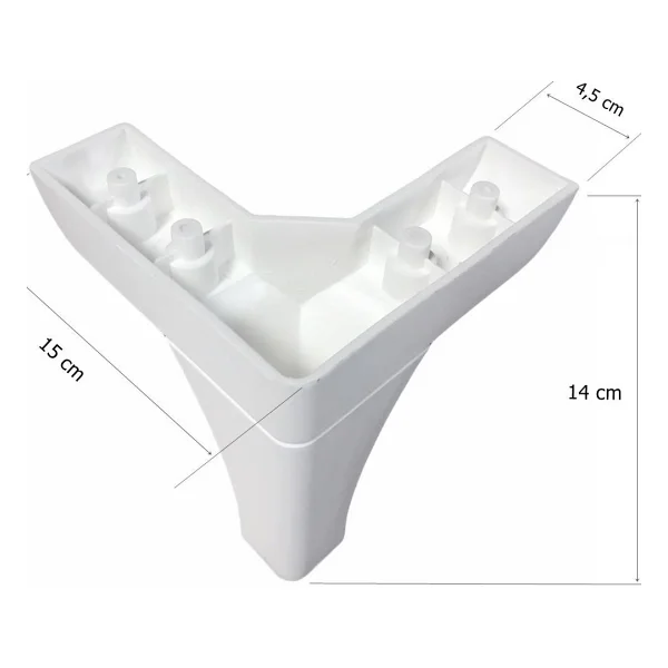 EYM 4 Adet Bella Lükens Ayak Mobilya Koltuk Çekyat Ayağı 14 Cm Beyaz - Görsel 2