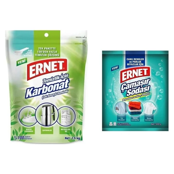 Ernet Temizlik İçin Karbonat 1,5 Kg+ Çamaşır Sodası 500 gr - Görsel 2