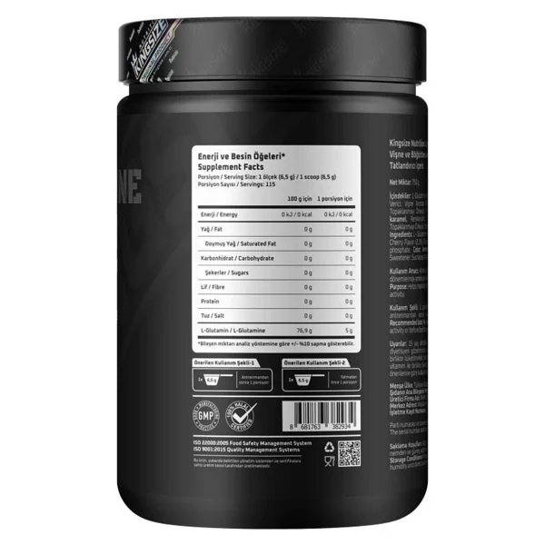 Kingsize Nutrition Glutamine Powder 750 gr - Görsel 2