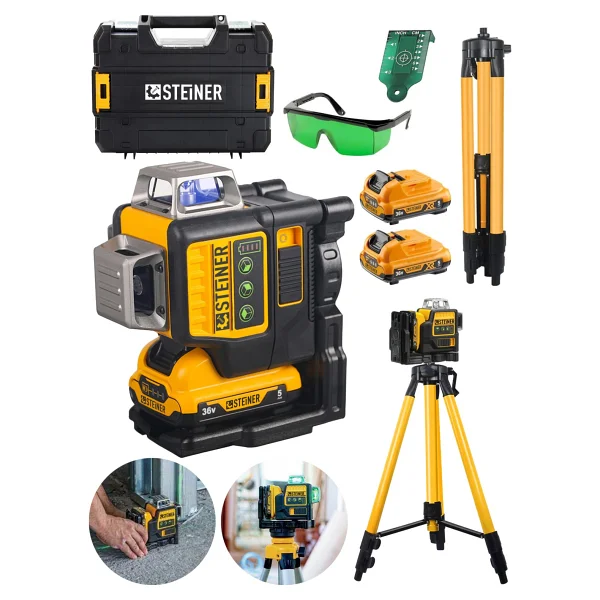Steiner Alman 36 V 5 Ah Profesyonel Çift Akülü 12 Köşe 360° Otomatik Lazer Hizalama + Tripod Hediyeli - Görsel 5