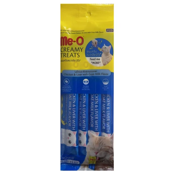 Me-O Creamy Treats Tavuklu Ciğerli ve Keçi Sütlü 4x15 gr Sıvı Kedi Ödül Maması - Görsel 5