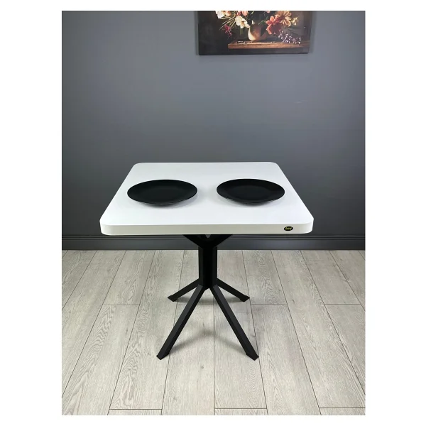 Hey Modüler Mobilya Tepe Ceviz Beyaz Mutfak Yemek Masası Balkon Masası Kavisli Köşe Beyaz Ayak 70 cm - Ceviz - Beyaz - Görsel 7