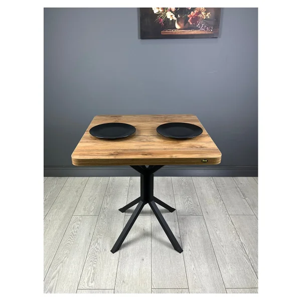 Hey Modüler Mobilya Tepe Ceviz Beyaz Mutfak Yemek Masası Balkon Masası Kavisli Köşe Beyaz Ayak 70 cm - Ceviz - Beyaz - Görsel 8