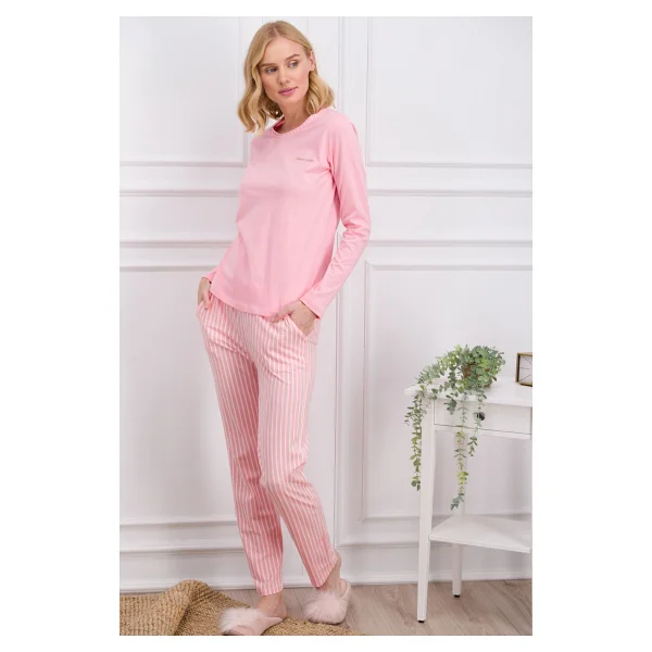 Pierre Cardin Pembe Çizgili Kadın Pijama Takımı - Görsel 4