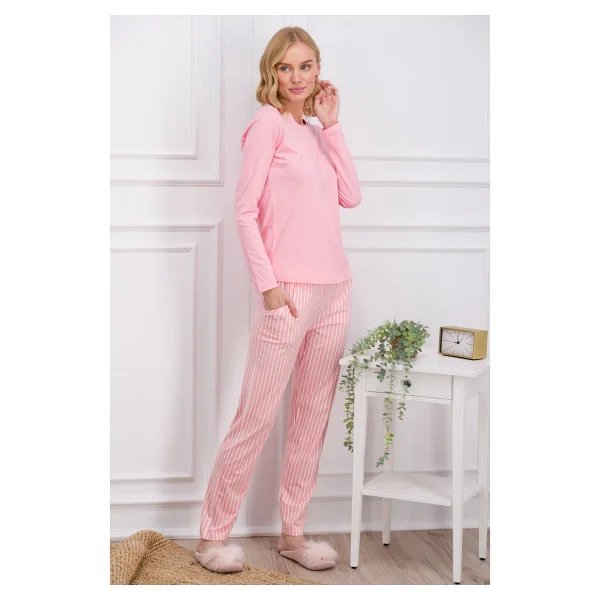 Pierre Cardin Pembe Çizgili Kadın Pijama Takımı - Görsel 5