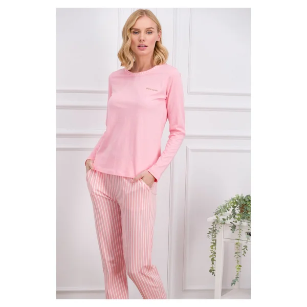 Pierre Cardin Pembe Çizgili Kadın Pijama Takımı - Görsel 6