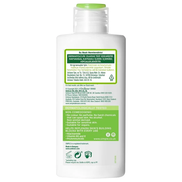 Simple Su Bazlı Nemlendirici 12 Saate Kadar Etklili Hassas Ciltler İçin 125 ml - Görsel 9