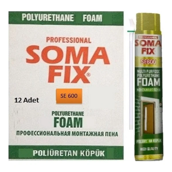 Somafix 12 Adet 600 Gr Poliüretan Köpük Çelik Kapı Pencere İzolasyon Montaj Dolgu Pu Köpük - Görsel 2