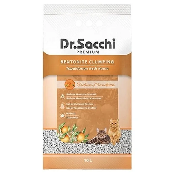 Dr. Sacchi Bodrum Mandalinası Kokulu 10 lt Bentonit Kedi Kumu - Görsel 3