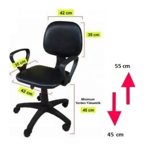 Depolife Çocuk Genç Odası Bilgisayar Ders Çalışma Ofis Koltuğu - Görsel 4
