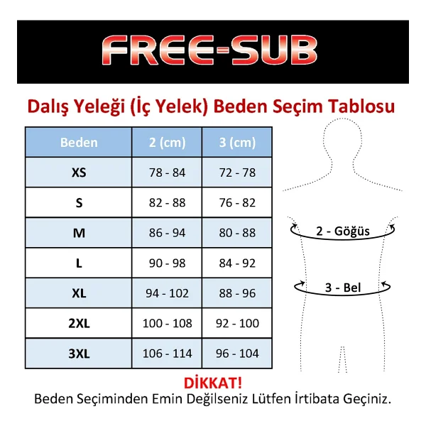 Free-Sub 3Mm Smooth Dalış Yeleği - (Iç Yelek) Çok Renkli - Görsel 2