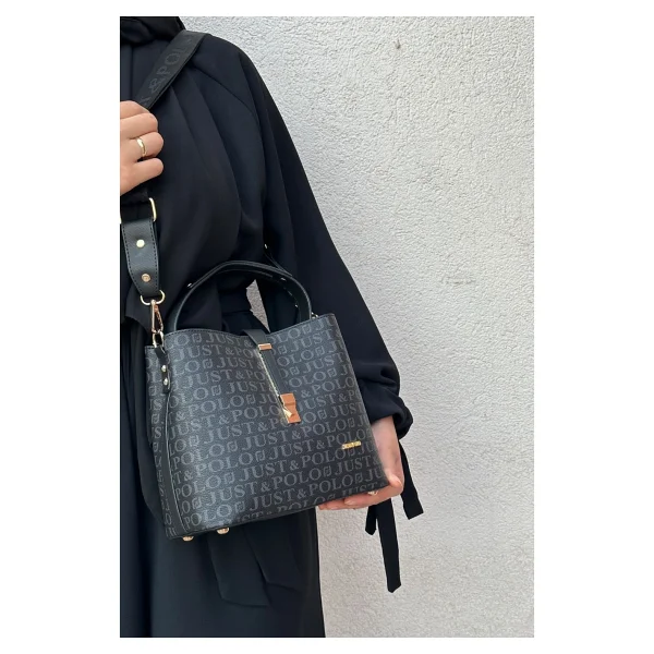 Just Polo Kilit Detaylı Siyah Kadın Cüzdan Ve Omuz Çanta Kombini Pbu4002-1004 - Görsel 3