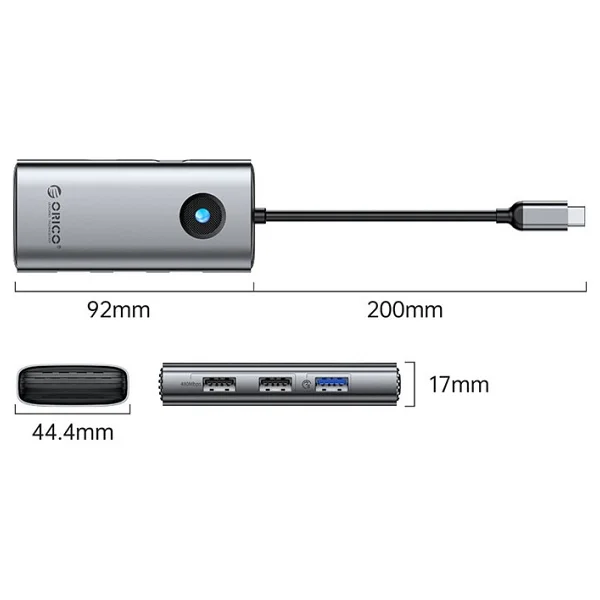 Orico Type-C To Usb3.0 Usb2.0 Pd 60W HDMI 5in1 Çoklayıcı Hub, Gri, PW11-5P-SV - Görsel 3