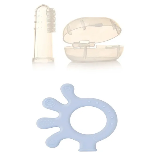 Babyjem Diş Kaşıyıcı Ahtapot Mavi + Bebek Parmak Diş Fırçası - Saklama Kutulu - Görsel 2