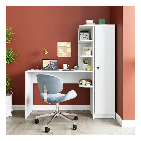 Roomart Roma Raflı Çalışma Masası , Çalışma Ofis Masası Sağ Dolap Mat Beyaz - 143 CM - Görsel 6