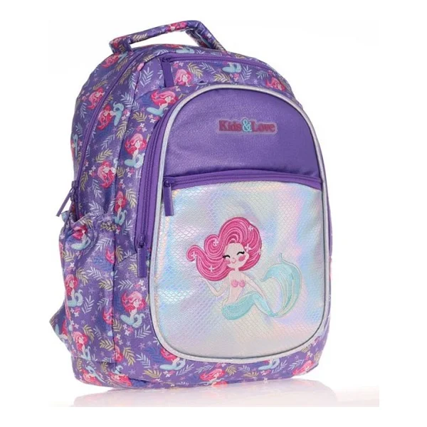 Kaukko L5064 Kids Love Mermaid Aynalı Simli Okul Sırt Çantası - Görsel 3