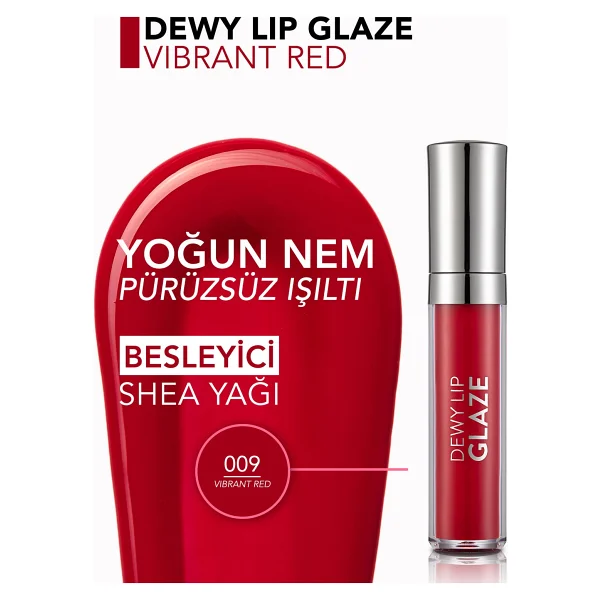 Flormar Dewy Lip Glaze 009 Vibrant Red Dudak Parlatıcısı - Görsel 6