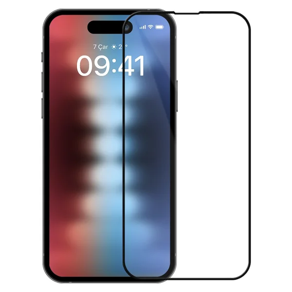 Buff iPhone 15 5D Glass Ekran Koruyucu Şeffaf - Görsel 4