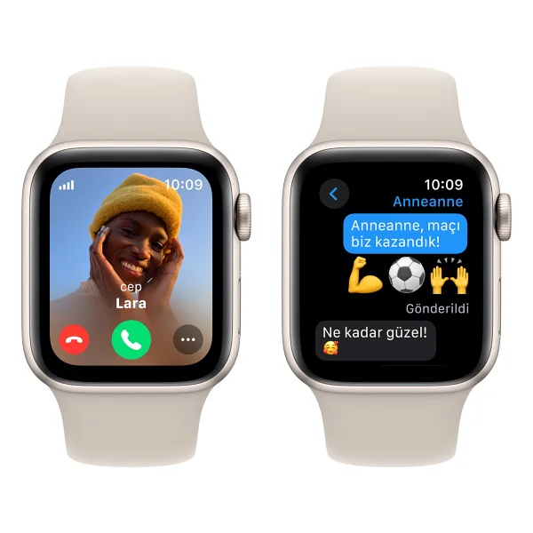 Apple Watch SE 2 2023 GPS + Cellular 40mm Yıldız Işığı Alüminyum Kasa ve Yıldız Işığı Spor Loop Kordon Akıllı Saat - Görsel 3