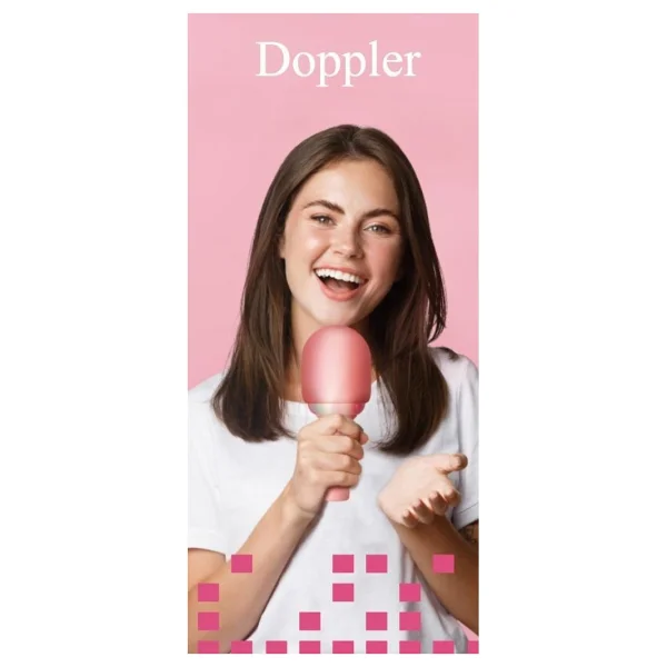 Doppler Rainbow Pembe Karaoke Mikrofonu Ledli Ses Değiştirme Özellikli Işıklı Yeni - Görsel 3