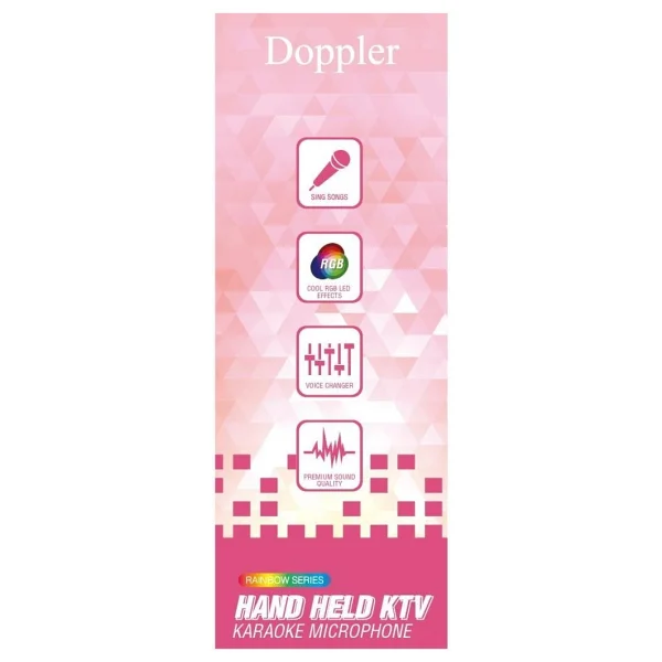 Doppler Rainbow Pembe Karaoke Mikrofonu Ledli Ses Değiştirme Özellikli Işıklı Yeni - Görsel 4