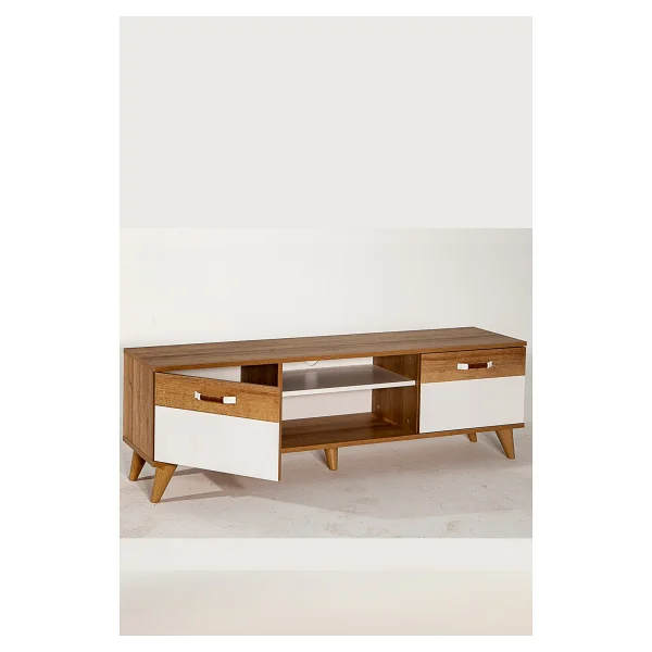 ModaLife Story Tv Ünitesi - Ceviz 160 cm 2 Kapaklı + 2 Raflı Tv Sehpası - Görsel 2