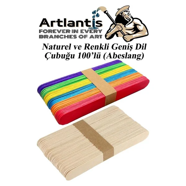 Artlantis Renkli Dil Çubuğu Geniş 50 Adet Naturel Dil Çubuğu Geniş 50 Adet 1 Paket Renkli Ve Renksiz Abeslang Dil Basma Çubuğu - Görsel 6