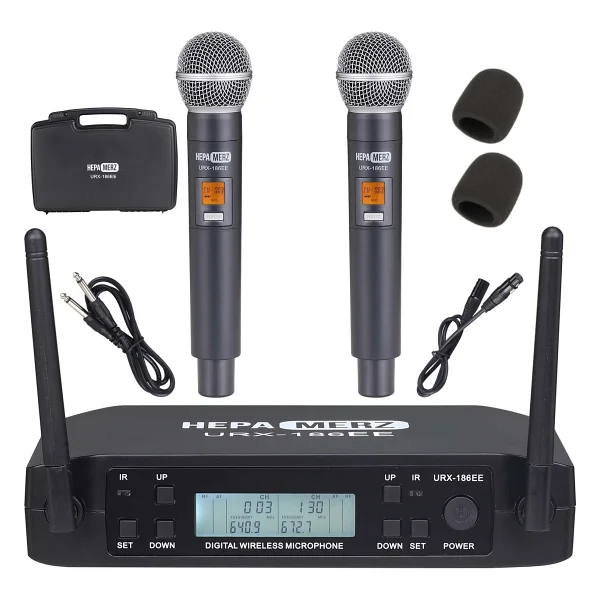 Hepa Merz URX-186EE UHF 2X100 Kanal 2'li Kablosuz El Mikrofonu - Görsel 3