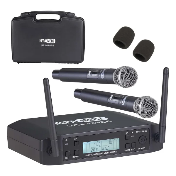 Hepa Merz URX-186EE UHF 2X100 Kanal 2'li Kablosuz El Mikrofonu - Görsel 2