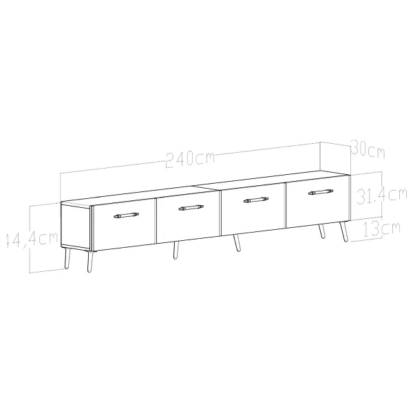Givayo Maria Tv Ünitesi Duvara Monte/ Ayaklı Kullanım 240 cm Siyah-Altın - Görsel 5